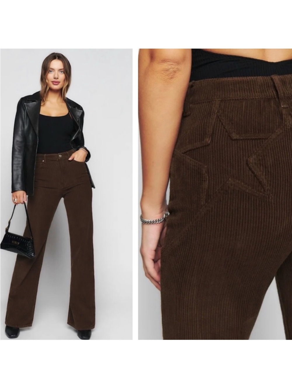 Reformation Chocolate Brown Corduroy Boot-Cut Pants